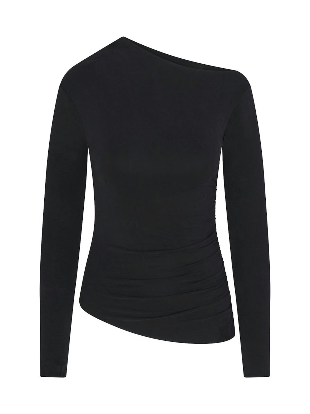 SKIMS Cupro Jersey Asymmetrical Off Shoulder Top Obsidian XL NWT $118